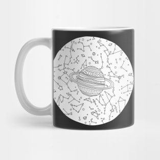 Universe Sky Map Ink Drawing, Cosmos Illustration Mug